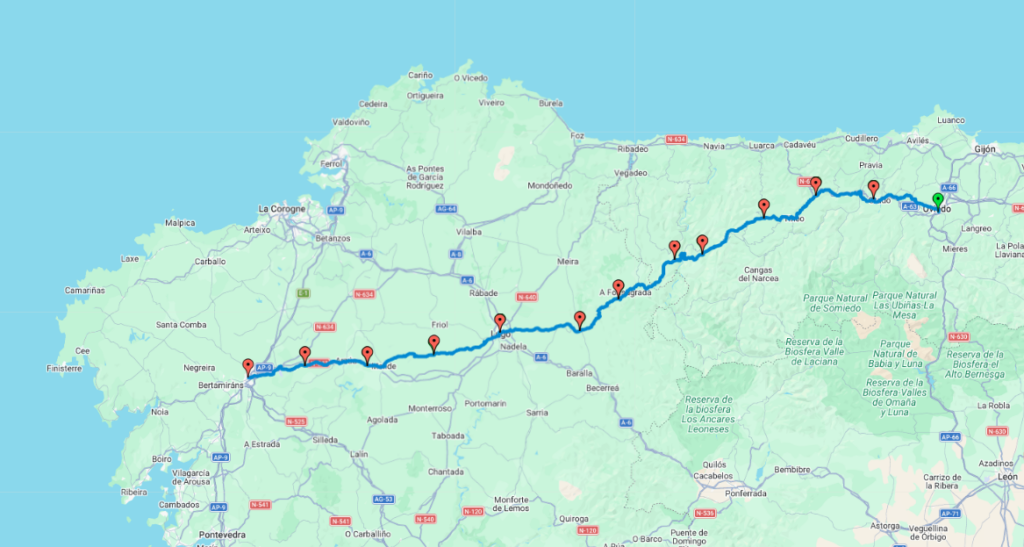 camino primitivo map